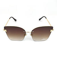Солнцезащитные очки FlyBy «Kitty.Light» с коричневой металической оправой и градиентной коричневой линзой