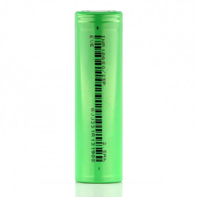 Високострумовий акумулятор Eve Li-ion 18650 2500mAh (INR18650-25P) 30A Зелений, фото 1