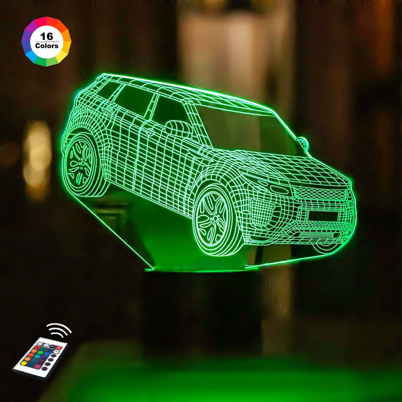 3D нічник "Автомобіль 43" (ВОЛІЧНЕ ЗОБРАЖЕННЯ)+ пульт ДК + мережевий адаптер + батарейки (3ААА) 3DTOYSLAMP