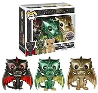 Набор фигурок Funko Pop Metallic Dragon Игра Престолов Game of Thrones Dragon 3-pack 10 см