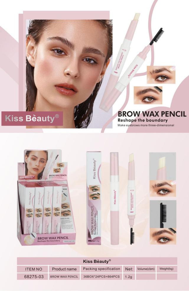 Олівець для брів 2в1 воск+щіточка Kiss beauty