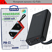 Повербанк Sunix PB-11 (BLACK) 30000 mAh с дисплеем (универсальная мобильная батарея Power Bank).