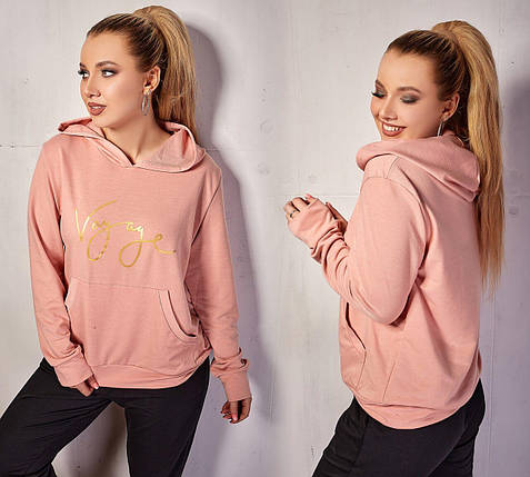 М'яке жіноче Худі, тканина "Трикотаж двонитка" 42, 44, 46, 48, 50, 52, 54, 56 розмір 42, фото 1