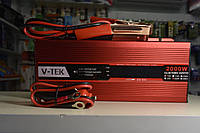 Инвертор (преобразователь) напряжения V-TEK(LCD)-2000 (1200Вт), 12/220V, approximated