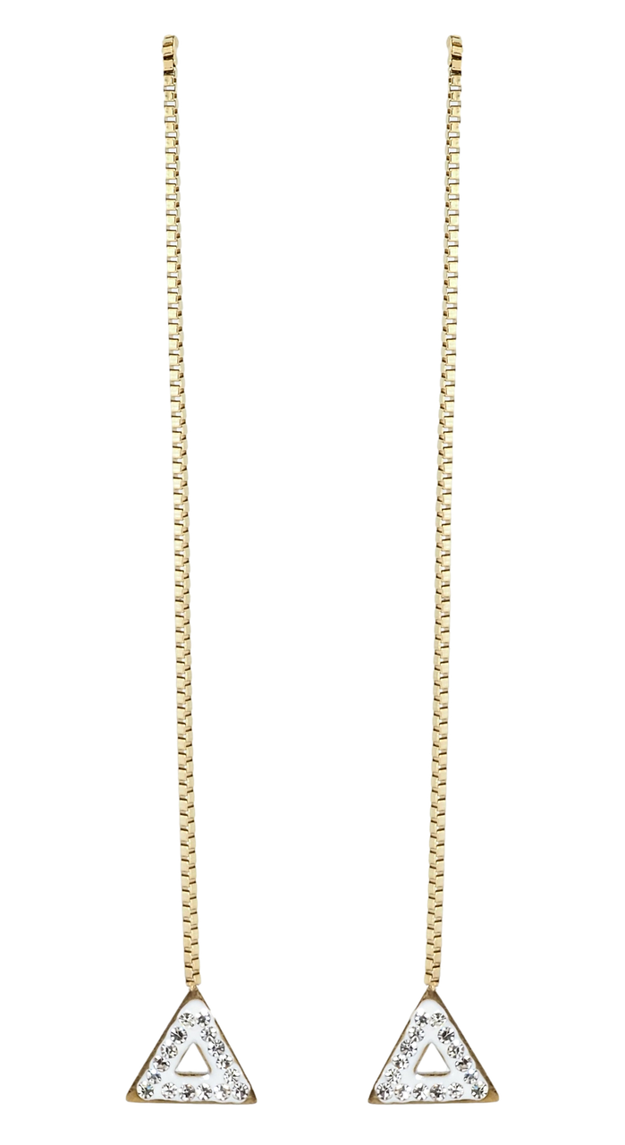 Сережки Xuping TTM Stainless Steel колір 14K пусети "Трикутники на ланцюжках"