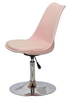 Стілець Milan CH-Base рожевий 63 пластик із м'якою подушкою, хромована опора-блин, скандинавський стиль, фото 3