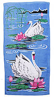 Пляжний рушник Лебеді (велюр-махра) 70х140. Код 1615-199