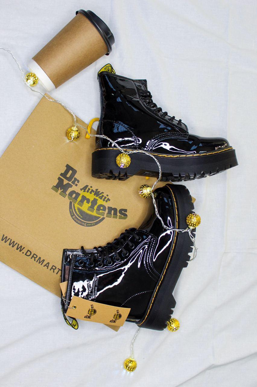 Черевики зимові Dr.Martens Jadon Black Patent лакові чорні, фото 1