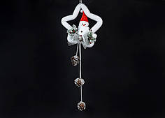 Новорічний підвісний декор Сніговик на зірці, 70х20 см