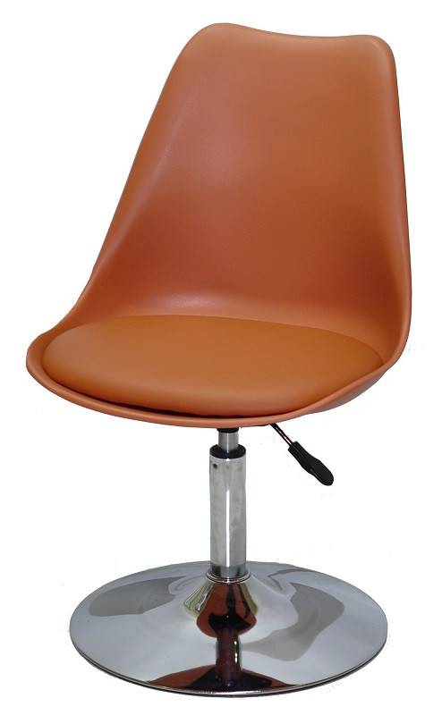 Стілець Milan CH-Base коричневий 91 пластик із м'якою подушкою, хромована опора-блин, скандинавський стиль, фото 1