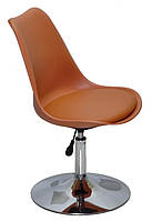 Стілець Milan CH-Base коричневий 91 пластик із м'якою подушкою, хромована опора-блин, скандинавський стиль, фото 4