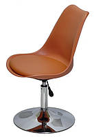 Стілець Milan CH-Base коричневий 91 пластик із м'якою подушкою, хромована опора-блин, скандинавський стиль, фото 3