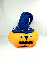Сувениры на хелоуин тыквочка декоративная в синей шляпе -ручная работа