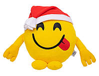 Декоративна стильна весела подушка іграшка новорічна смайлик emoji обіймашка в подарунок до Нового Року