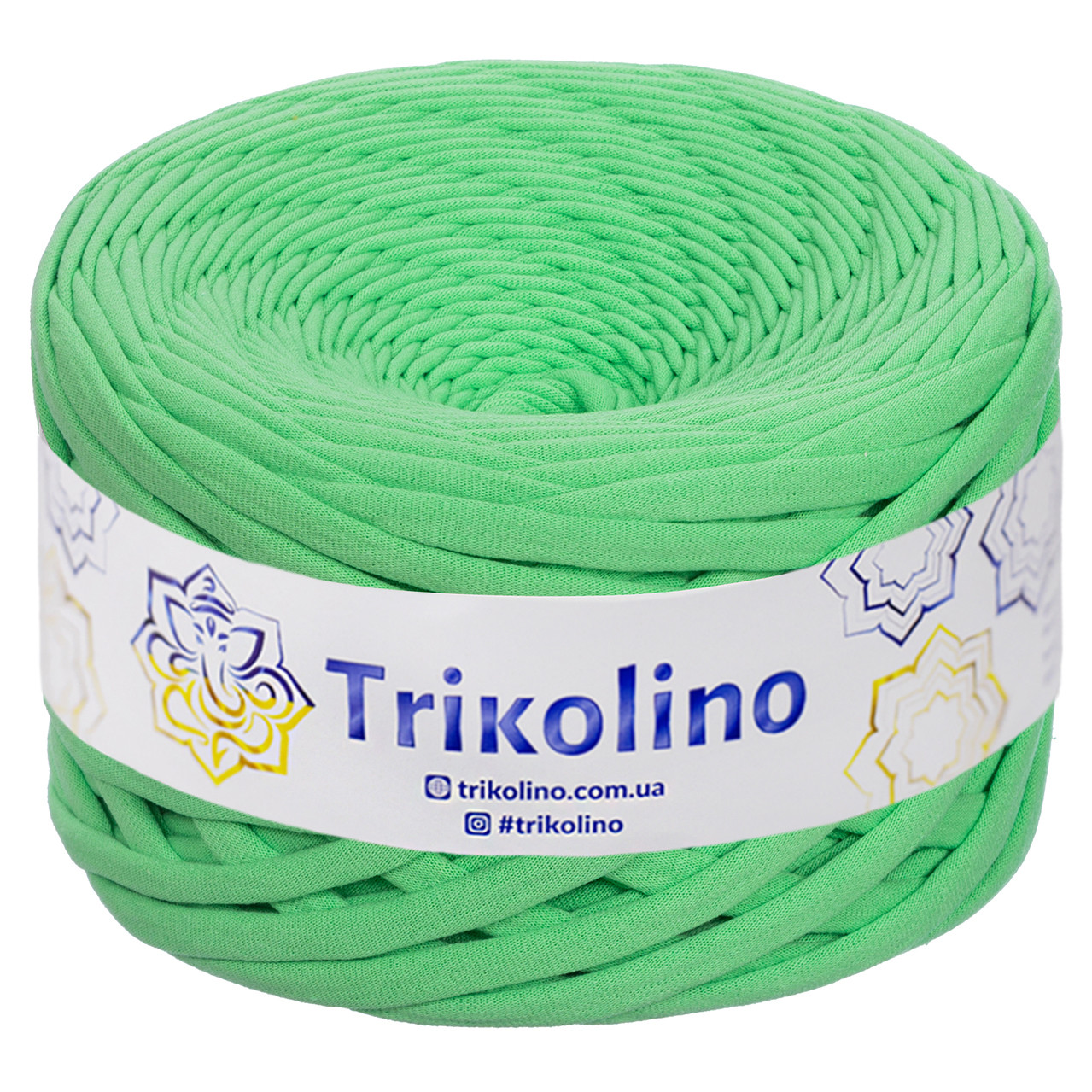 Трикотажна пряжа Trikolino, ширина нитки 7-9 мм., довжина мотка 100 м., Яскраво-зелений, нитки для в'язання