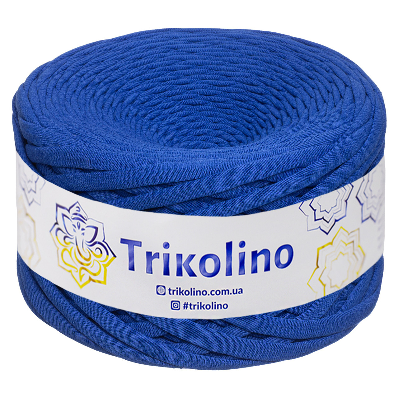 Трикотажна пряжа Trikolino, ширина нитки 7-9 мм., довжина мотка 100 м., Синій електрик