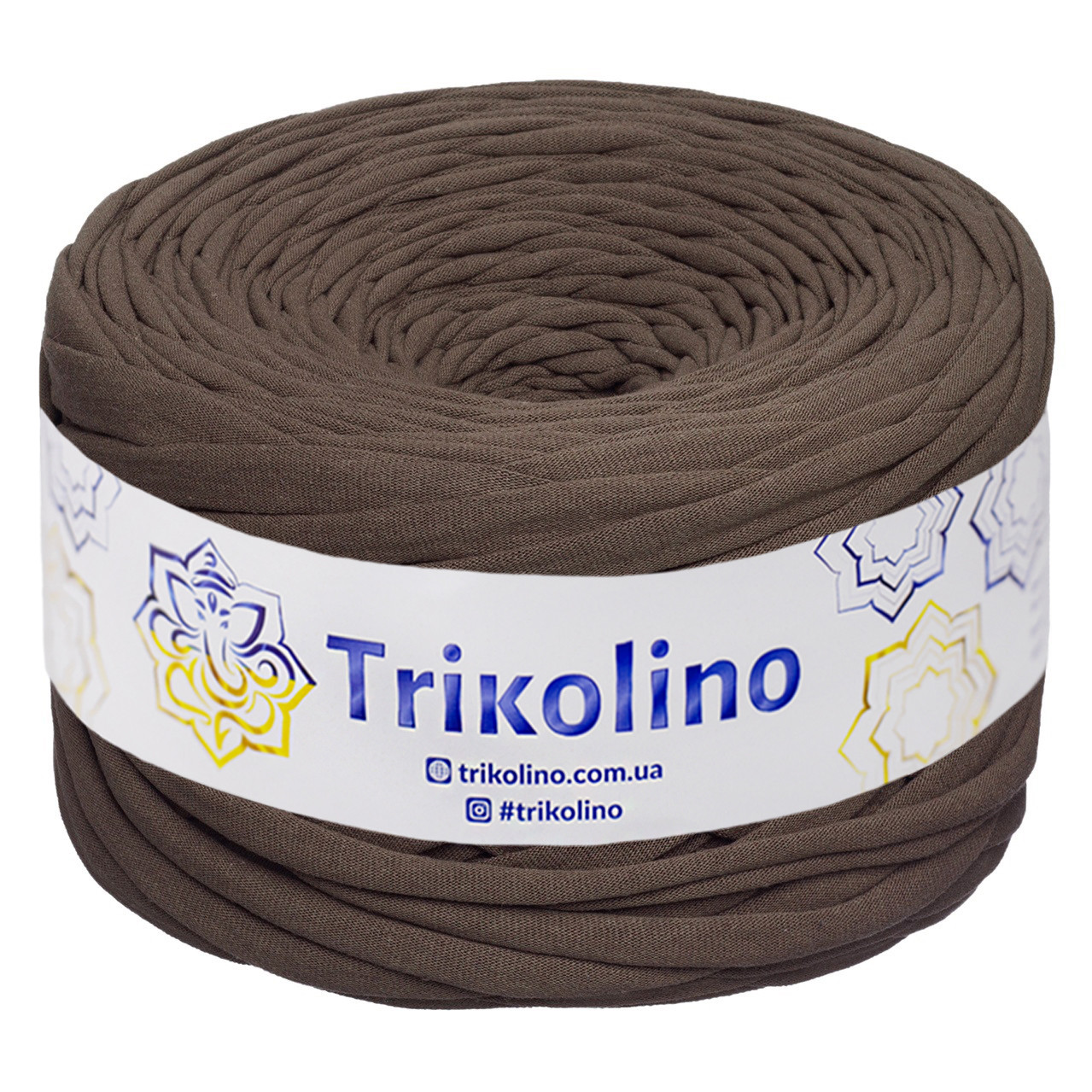 Трикотажна пряжа Trikolino, ширина нитки 7-9 мм., довжина мотка 100 м., Чорний шоколад