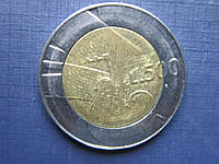 Монета 500 лир Сан-Марино 1990 почта почтовая марка фауна почтовый голубь