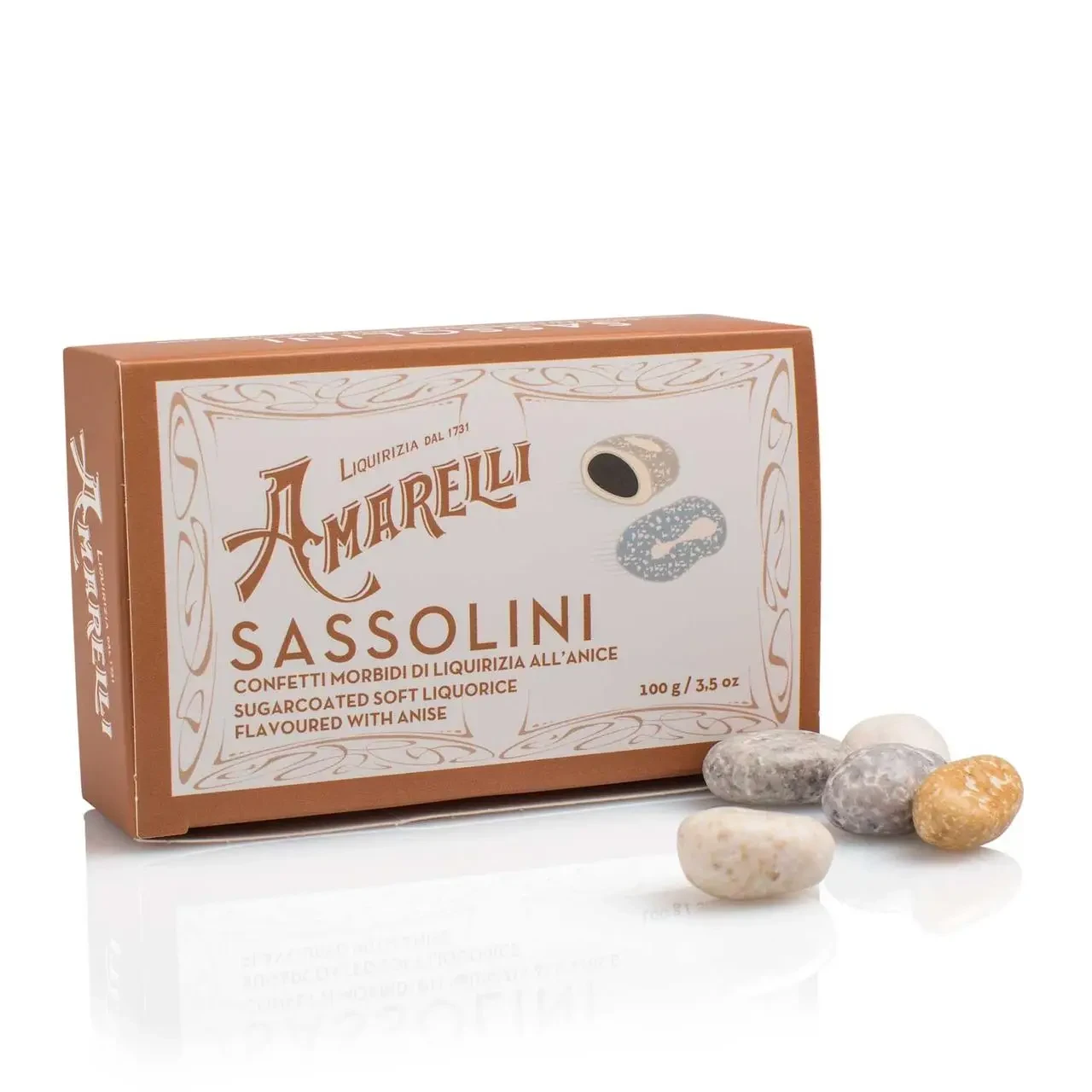 Лакрична Пастила Amarelli Sassolini Box with anise 100g, фото 1
