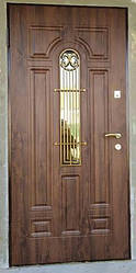 Вхідні металеві двері SK Лучія зі склопакетом і ковкою, вуличні, комплектація Еталон