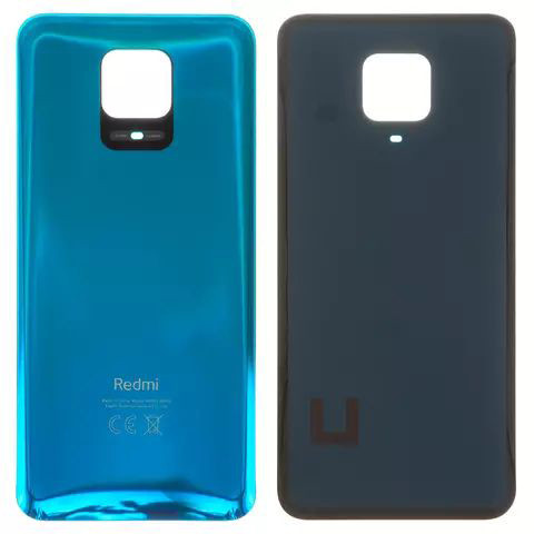 Задня панель корпуса для Xiaomi Redmi Note 9 Pro, Note 9S синя, 64 Мп, зі склом камери