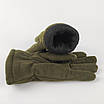 Рукавиці тактичні флісові подвійні теплі зимові рукавички фліс Олива, фото 6