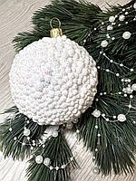 Куля новорічна, ялинкова. Куля на ялинку - білий попкорн . ( діаметр 10 см), фото 3
