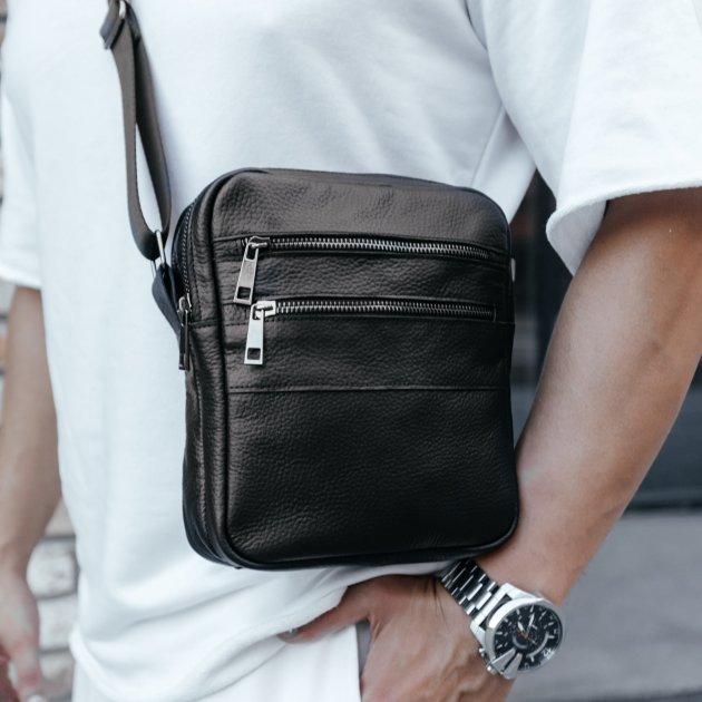 Чоловіча шкіряна сумка через плече LT 16407 чорна
