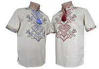 Мужская рубашка из льна с коротким рукавом в больших размерах Р 56,58,60