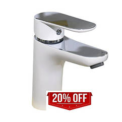 Білий італійський змішувач для умивальника Fiore Cevon Chic 81WX8123