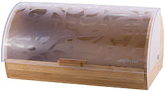 Хлібниця Kamille бамбукова із пластиковою кришкою 39х27х13 см KM-1104 SPC