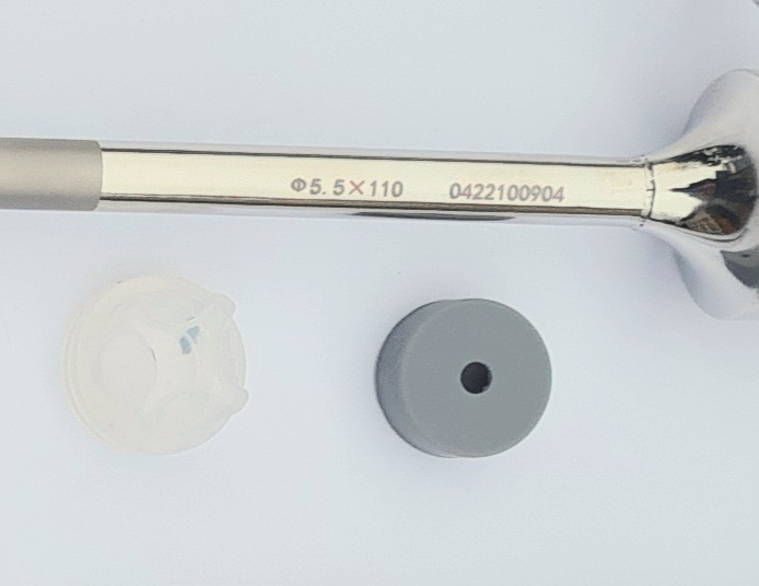 Троакар Ф5х110мм з хрестоподібним силіконовим клапаном та пірамідним стилетом для багаторазового використання., фото 1