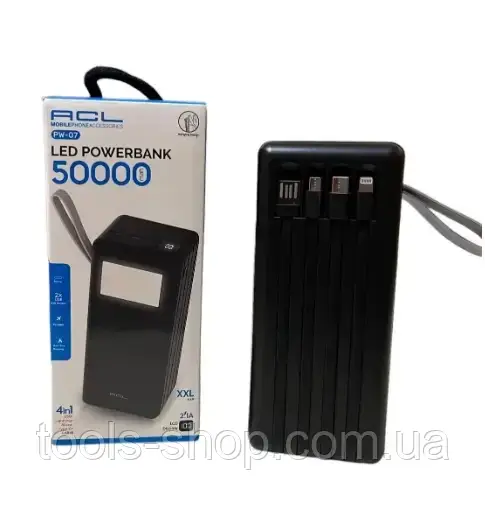 Потужний Повербанк Power Bank ACL PW-07 на 50000 mAh Повербанк з ліхтариком