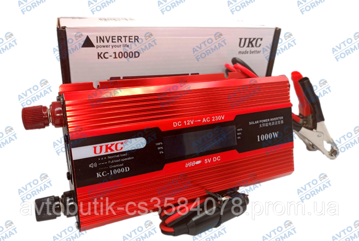 Перетворювач автоінвертор UKC 12V-220V 1000W, фото 1