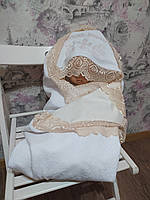 Крижма хрестильна неіменна з вишивкою білий махровий рушник для хрещення  (01935)
