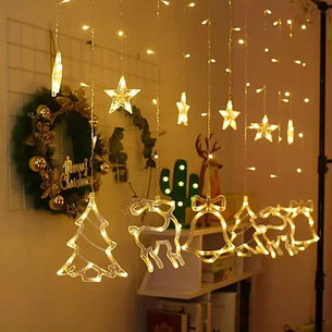 Гірлянда штора Xmas з формами дзвіночки 12 PCS light Білий теплий, фото 3