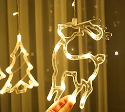 Гірлянда штора Xmas з формами дзвіночки 12 PCS light Білий теплий, фото 4