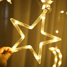 Гірлянда штора Xmas з формами дзвіночки 12 PCS light Білий теплий, фото 5