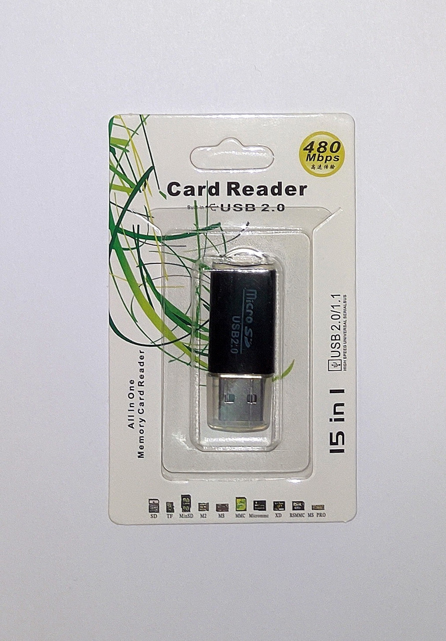 Карт рідер, card reader micro sd, колір чорний в блістері