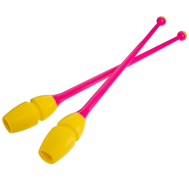 Булави для художньої гімнастики Zelart 0963 довжина 45 см Pink-Yellow, фото 1