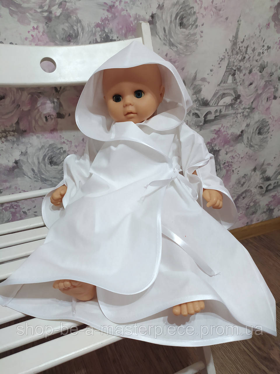 Хрестильна сорочка білий бавовняна для хрещення сукня 56 (00182)