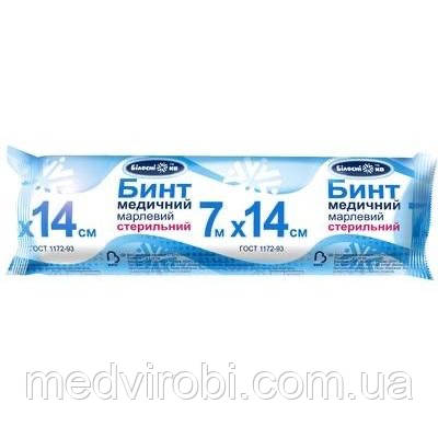 Бинт марлевий медичний Білосніжка тип 17 Стерильний 7 м х 14 см