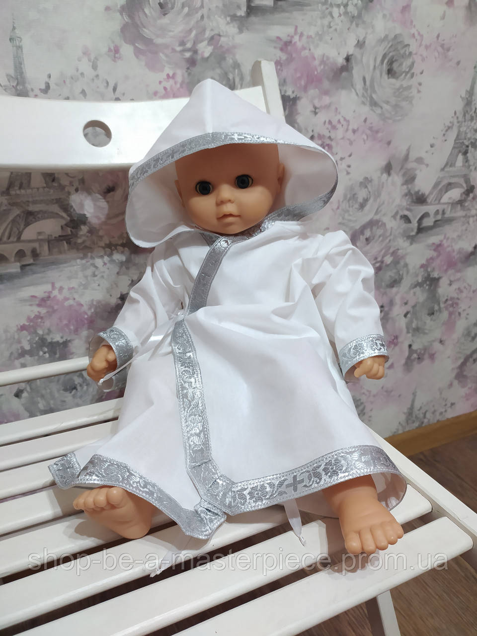 Хрестильна сорочка білий бавовняна для хрещення для хлопчика дівчинки 56 (01944)