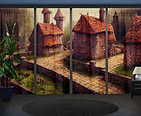 Шторы панельные с 3D принтом на тему:Fantasy medieval village