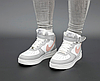 Жіночі зимові кросівки Nike Air Force Вiс Winter TM Найк Форс біло-сірі шкіряні на хутрі високі, фото 5