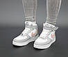 Жіночі зимові кросівки Nike Air Force Вiс Winter TM Найк Форс біло-сірі шкіряні на хутрі високі, фото 6