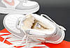 Жіночі зимові кросівки Nike Air Force Вiс Winter TM Найк Форс біло-сірі шкіряні на хутрі високі, фото 7