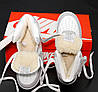Жіночі зимові кросівки Nike Air Force Вiс Winter TM Найк Форс біло-сірі шкіряні на хутрі високі, фото 8