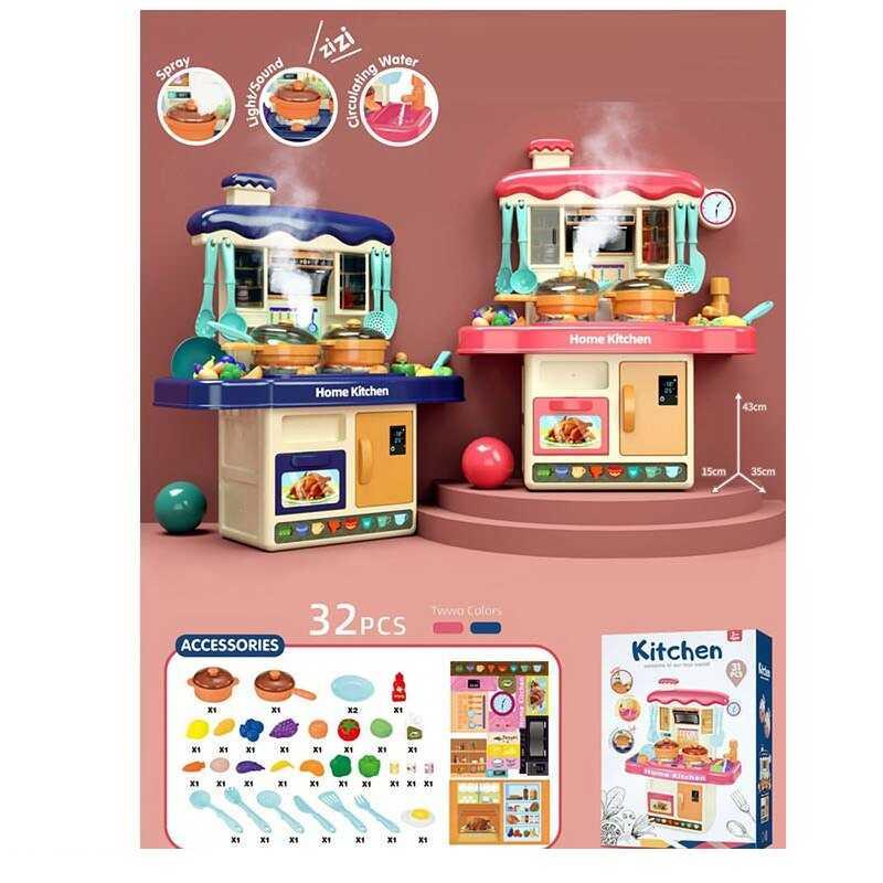 Іграшкова міні кухня з парою та водою 2021, 35 предметів, висота 43 см, 2 кольори, фото 1
