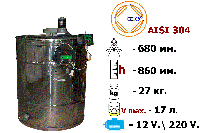 Медогонка 4-х рамочная поворотная нержавеющая AISI 304 с эл. приводом 220/12 В